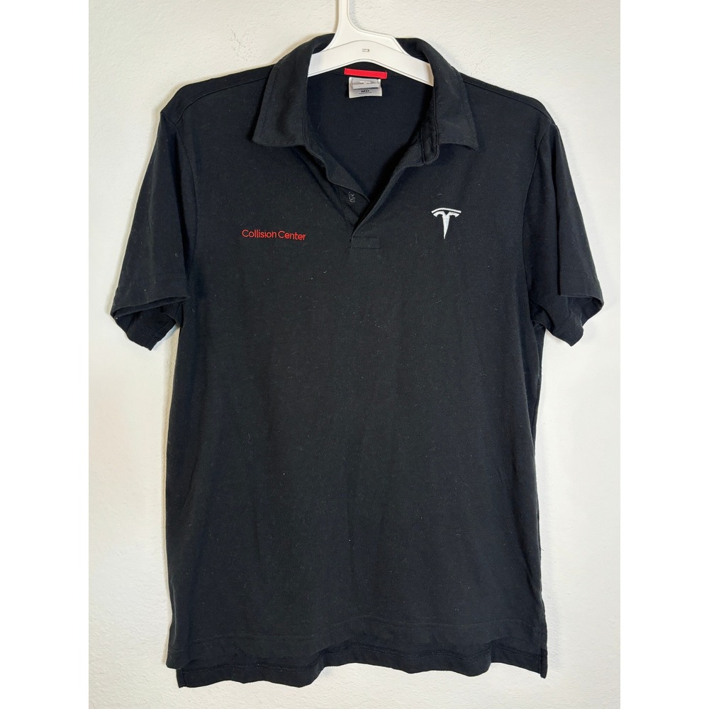 Tesla Motors Collision Center Employee Uniform Polo Shirt Mens M Black TSL2976